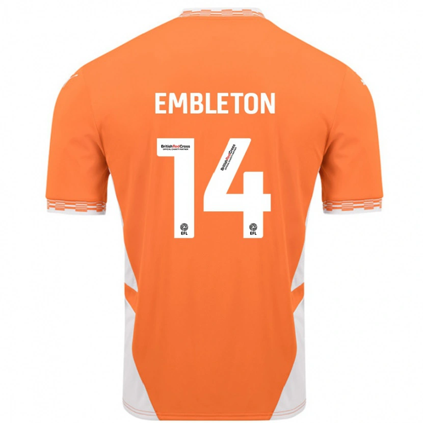 Danxen Donna Maglia Elliot Embleton #14 Arancione Bianco Kit Gara Home 2024/25 Maglietta