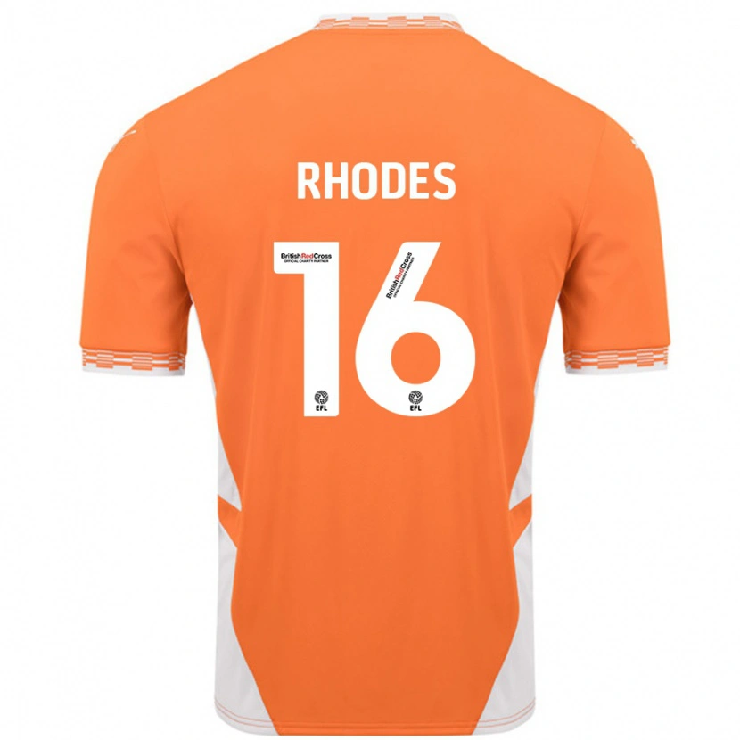 Danxen Donna Maglia Jordan Rhodes #16 Arancione Bianco Kit Gara Home 2024/25 Maglietta