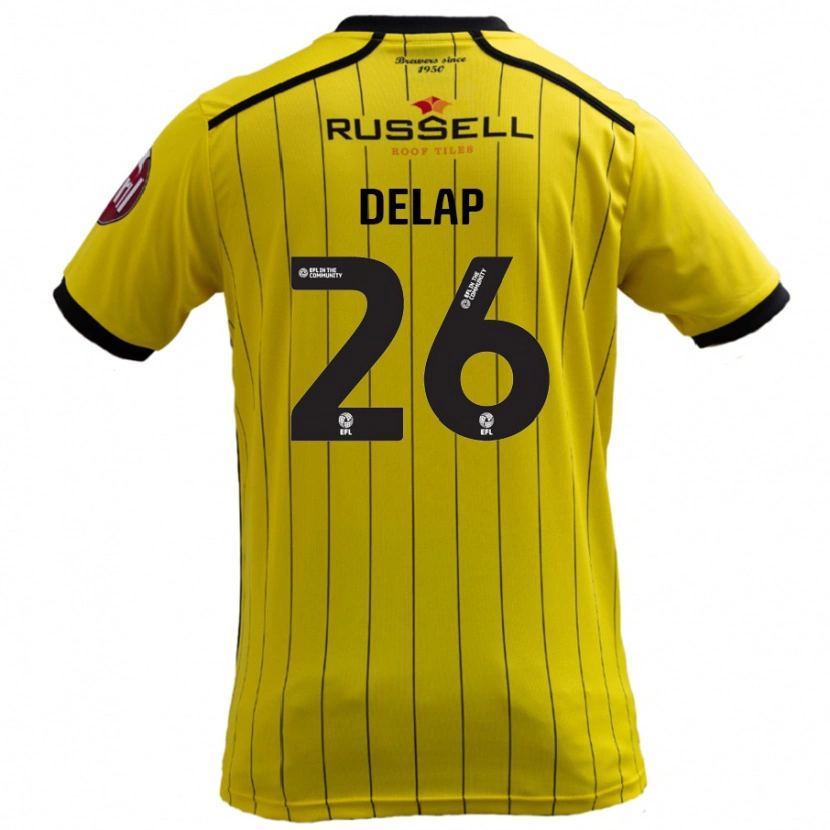 Danxen Donna Maglia Finn Delap #26 Giallo Kit Gara Home 2024/25 Maglietta