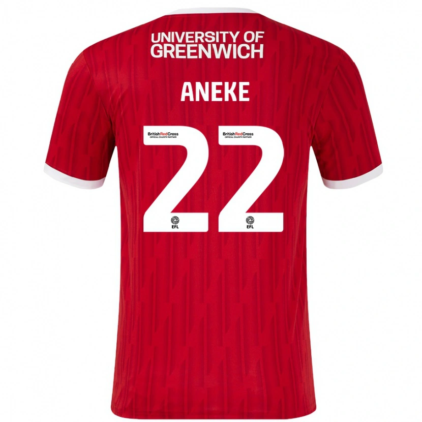 Danxen Donna Maglia Chuks Aneke #22 Rosso Bianco Kit Gara Home 2024/25 Maglietta