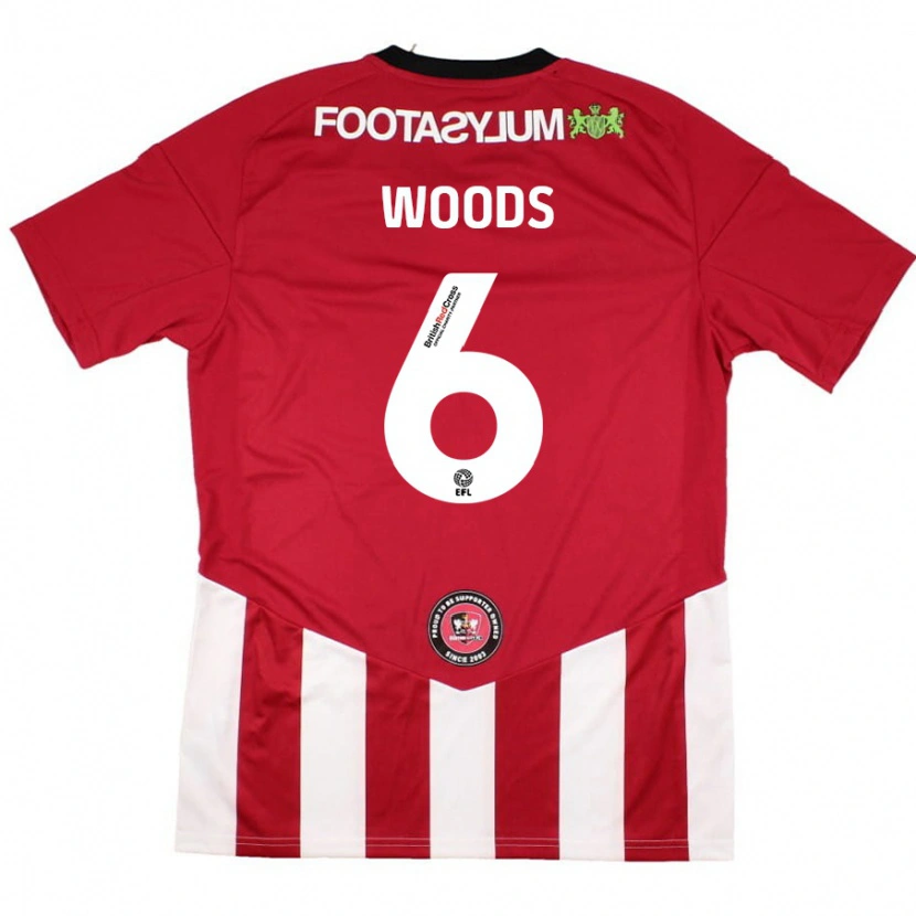 Danxen Donna Maglia Ryan Woods #6 Rosso Bianco Kit Gara Home 2024/25 Maglietta