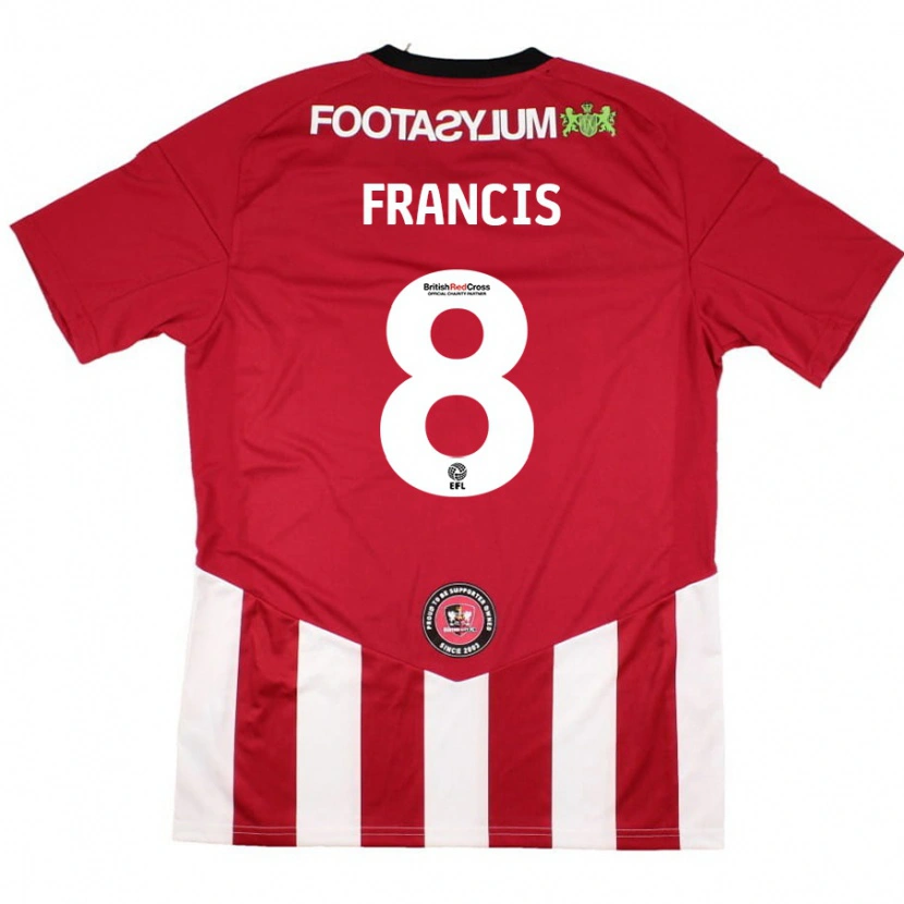 Danxen Donna Maglia Ed Francis #8 Rosso Bianco Kit Gara Home 2024/25 Maglietta