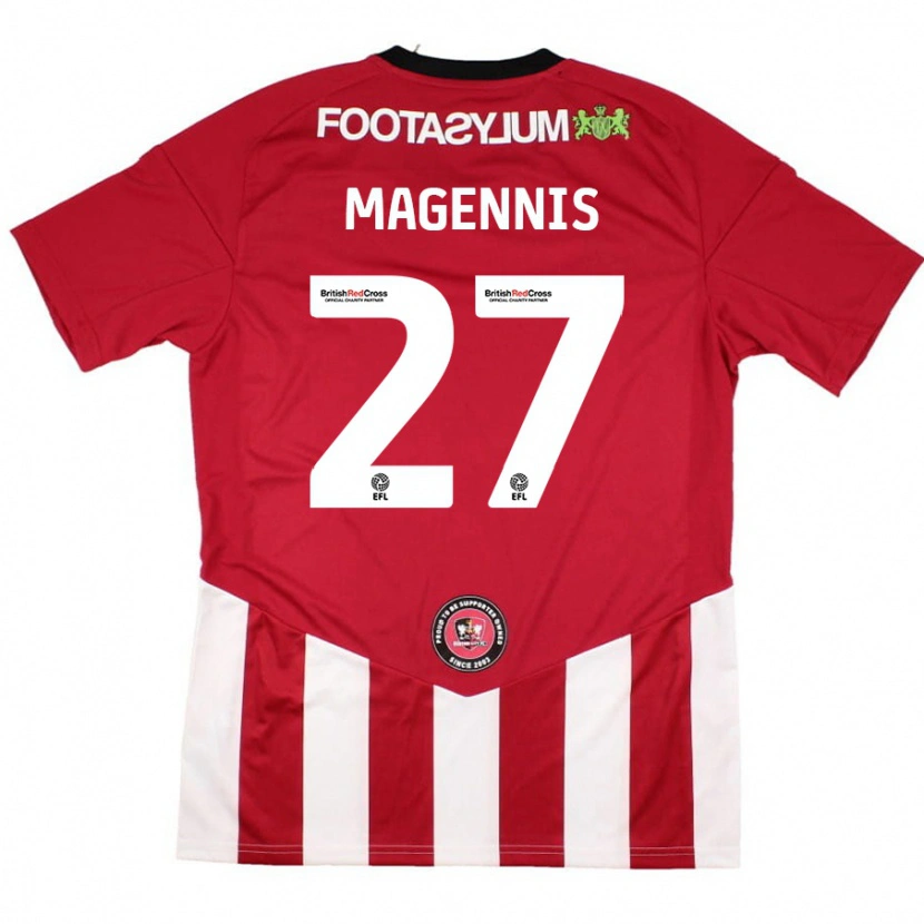 Danxen Donna Maglia Josh Magennis #27 Rosso Bianco Kit Gara Home 2024/25 Maglietta