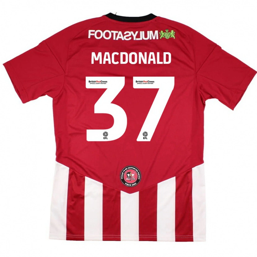 Danxen Donna Maglia Shaun Macdonald #37 Rosso Bianco Kit Gara Home 2024/25 Maglietta