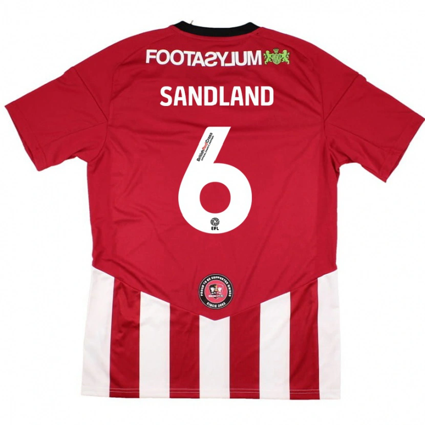 Danxen Donna Maglia Jess Sandland #6 Rosso Bianco Kit Gara Home 2024/25 Maglietta