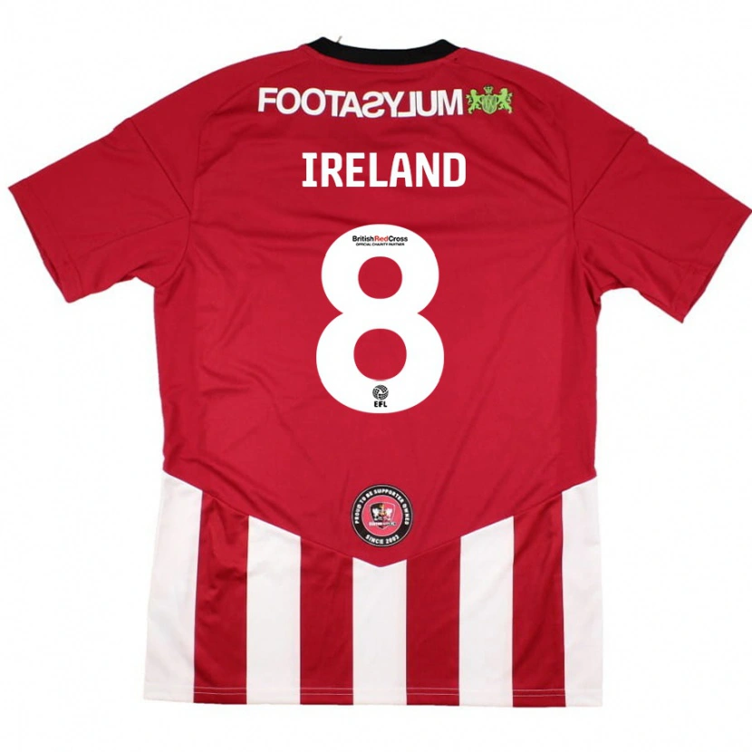 Danxen Donna Maglia Beth Ireland #8 Rosso Bianco Kit Gara Home 2024/25 Maglietta