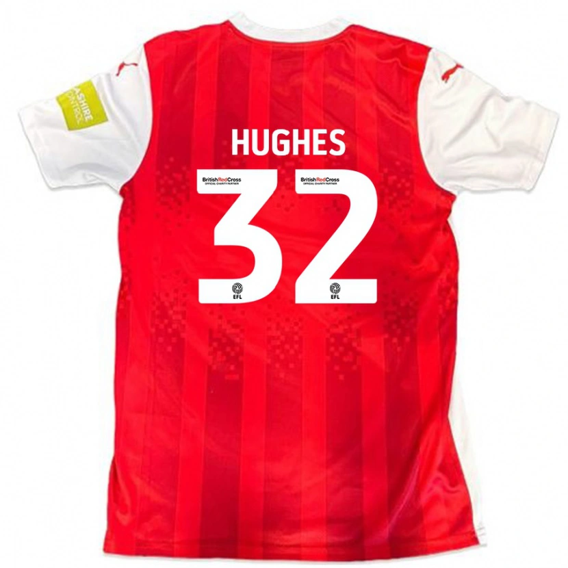 Danxen Donna Maglia Kayden Hughes #32 Rosso Bianco Kit Gara Home 2024/25 Maglietta