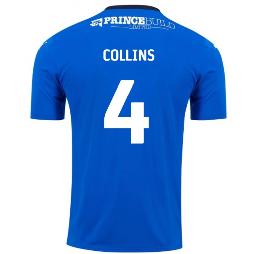 Danxen Donna Maglia Archie Collins #4 Blu Bianco Kit Gara Home 2024/25 Maglietta
