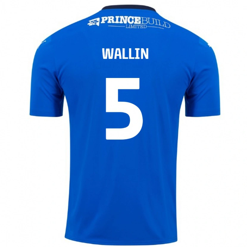 Danxen Donna Maglia Oscar Wallin #5 Blu Bianco Kit Gara Home 2024/25 Maglietta