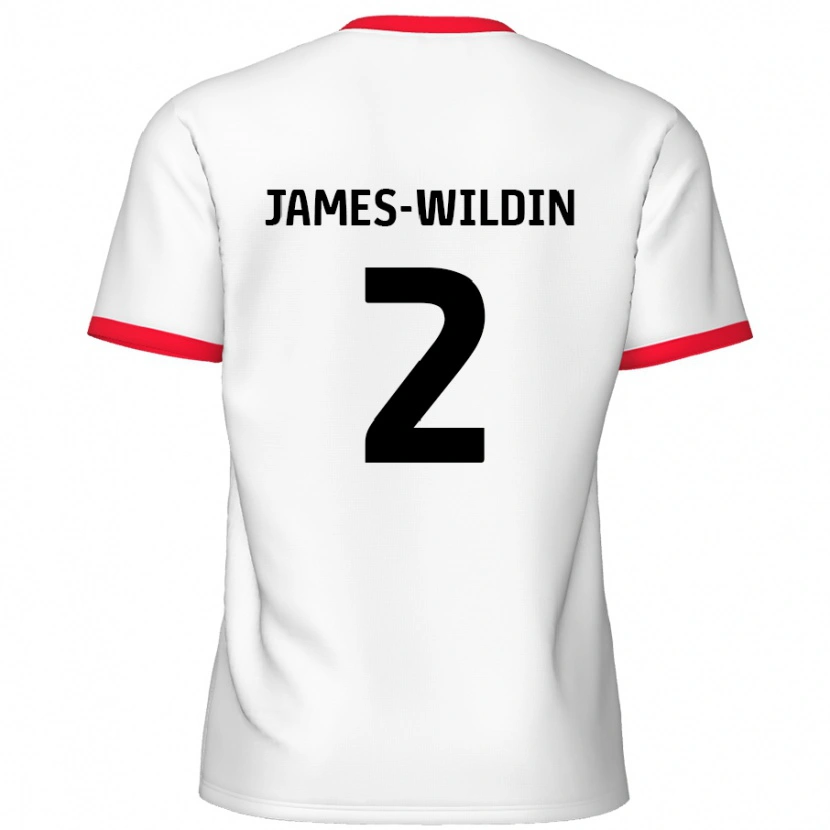Danxen Donna Maglia Luther James-Wildin #2 Bianco Rosso Kit Gara Home 2024/25 Maglietta