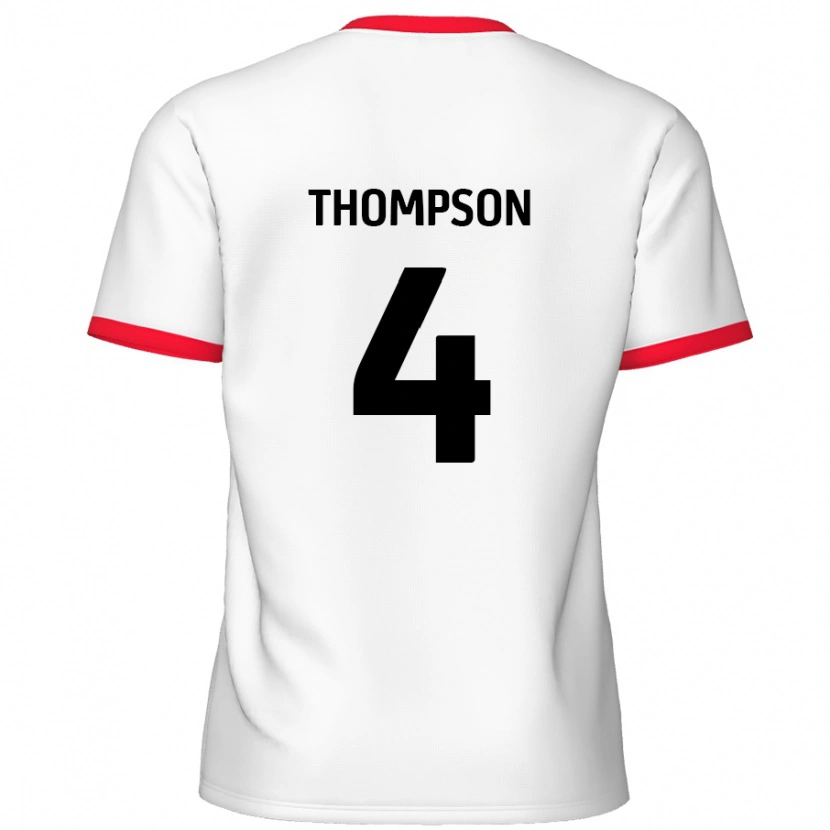 Danxen Donna Maglia Nathan Thompson #4 Bianco Rosso Kit Gara Home 2024/25 Maglietta