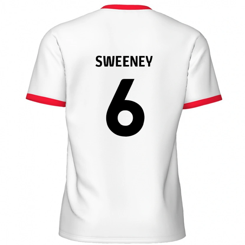 Danxen Donna Maglia Dan Sweeney #6 Bianco Rosso Kit Gara Home 2024/25 Maglietta