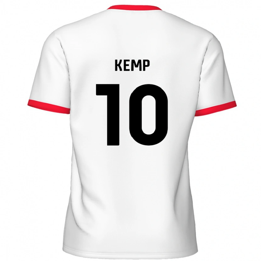 Danxen Donna Maglia Dan Kemp #10 Bianco Rosso Kit Gara Home 2024/25 Maglietta