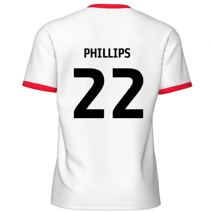 Danxen Donna Maglia Daniel Phillips #22 Bianco Rosso Kit Gara Home 2024/25 Maglietta
