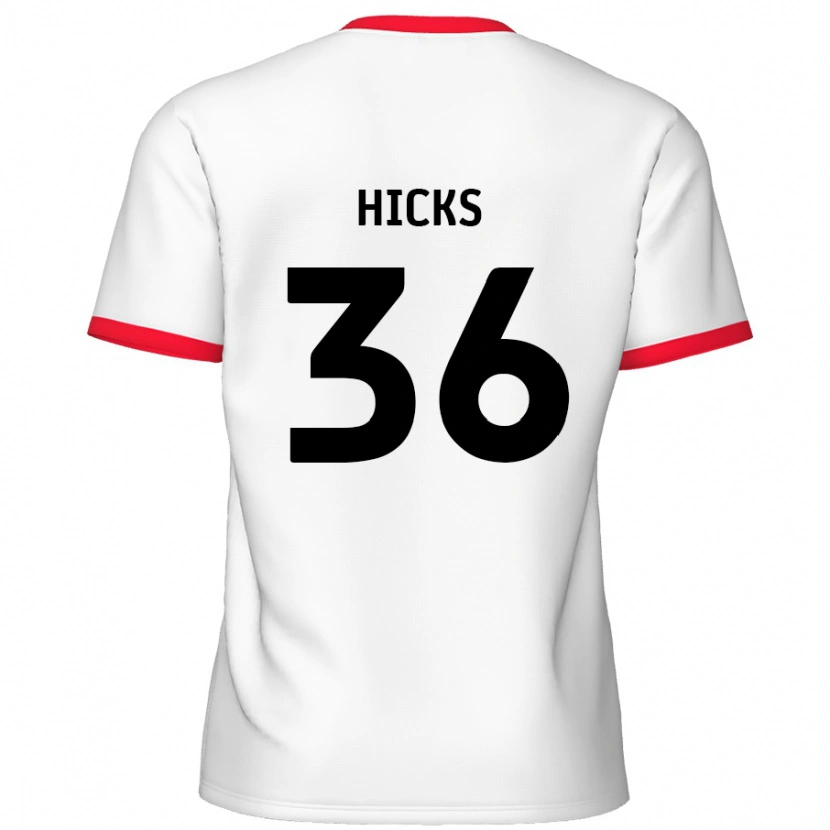 Danxen Donna Maglia David Hicks #36 Bianco Rosso Kit Gara Home 2024/25 Maglietta