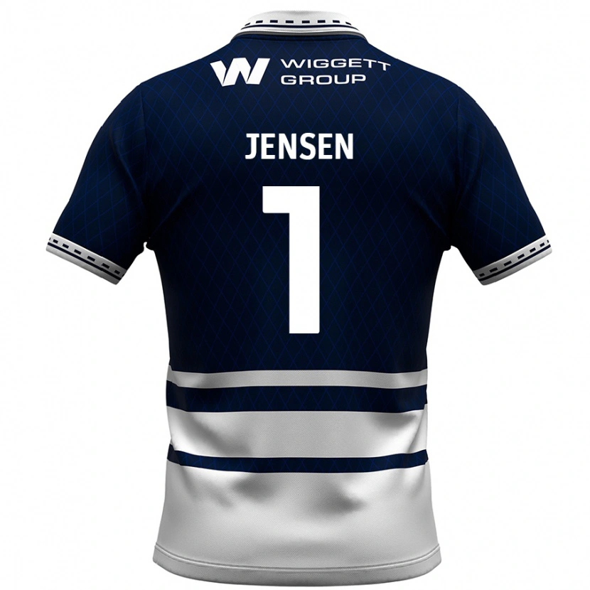 Danxen Donna Maglia Lukas Jensen #1 Blu Navy Bianco Kit Gara Home 2024/25 Maglietta