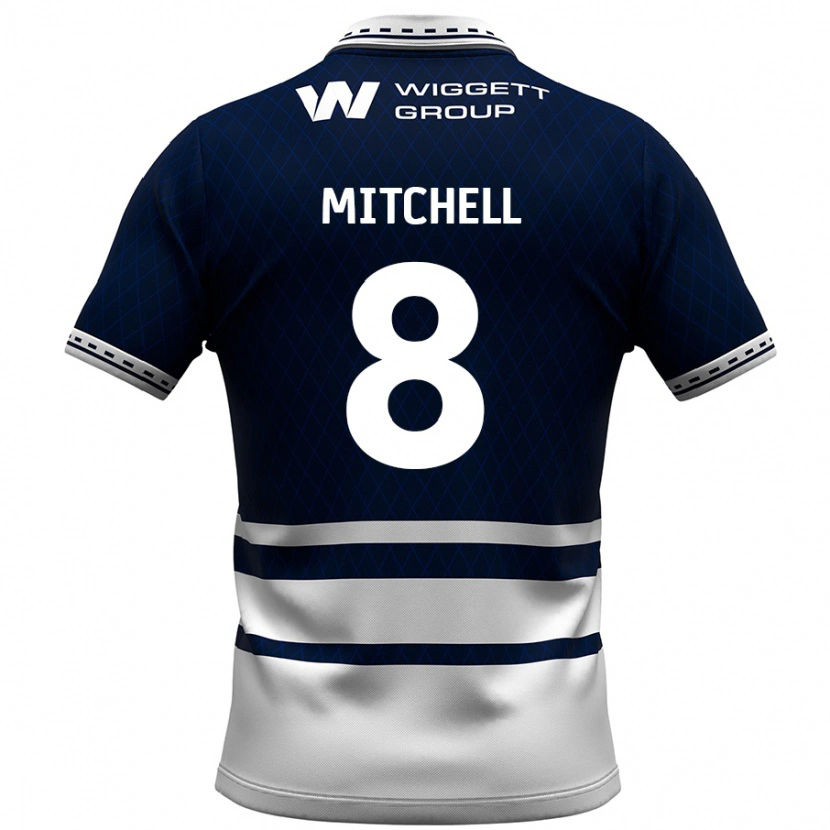 Danxen Donna Maglia Billy Mitchell #8 Blu Navy Bianco Kit Gara Home 2024/25 Maglietta