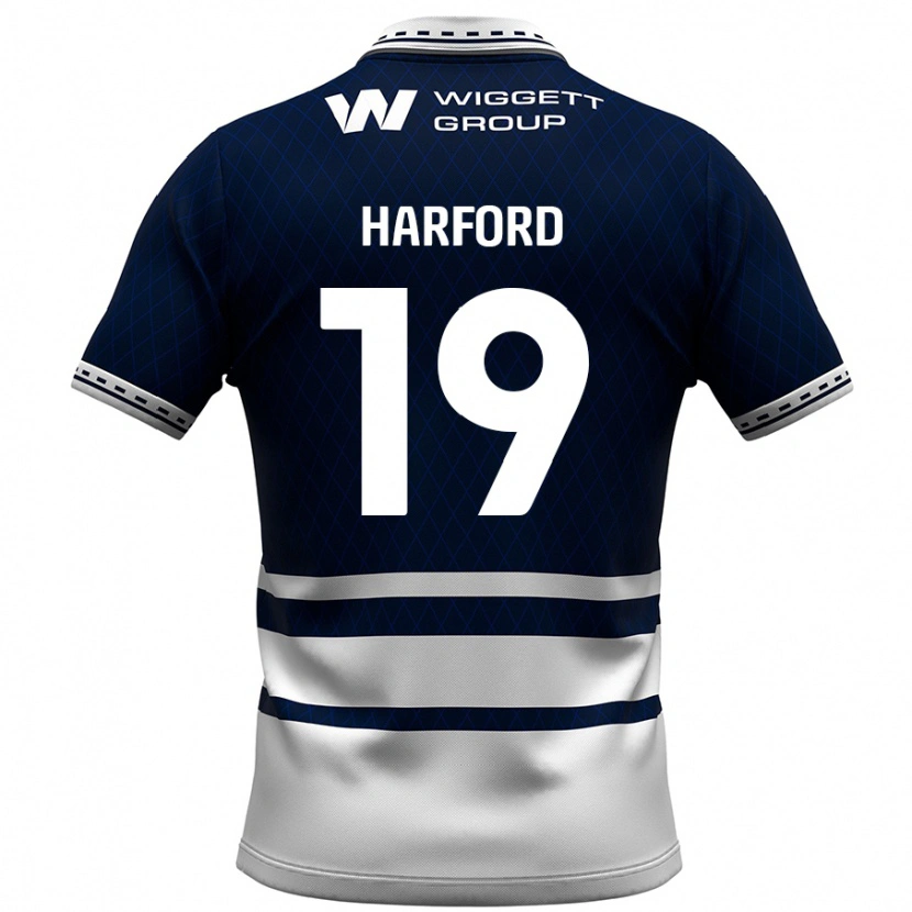 Danxen Donna Maglia Beth Harford #19 Blu Navy Bianco Kit Gara Home 2024/25 Maglietta