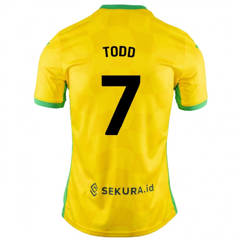 Danxen Donna Maglia Megan Todd #7 Giallo Verde Kit Gara Home 2024/25 Maglietta