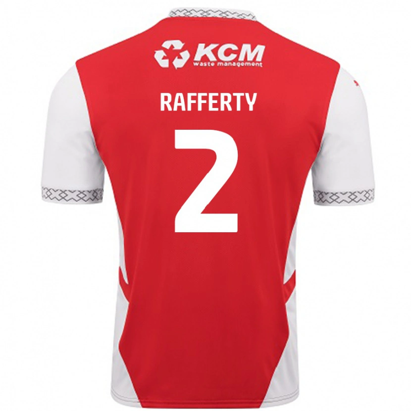 Danxen Donna Maglia Joe Rafferty #2 Rosso Bianco Kit Gara Home 2024/25 Maglietta