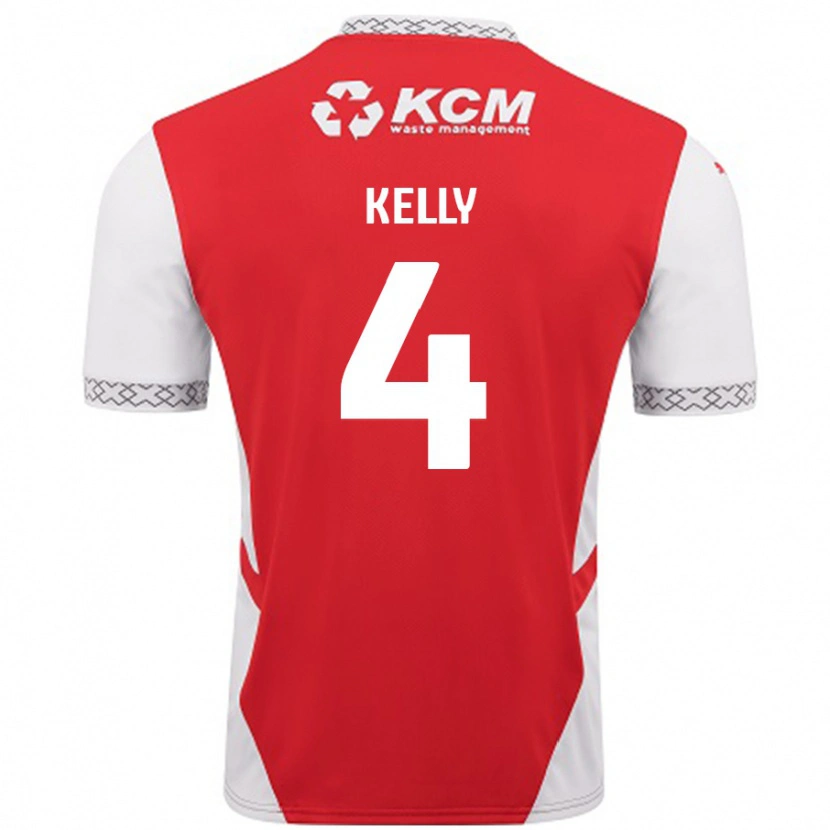 Danxen Donna Maglia Liam Kelly #4 Rosso Bianco Kit Gara Home 2024/25 Maglietta