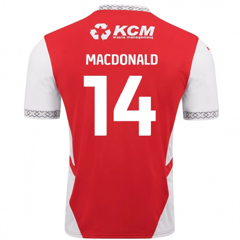 Danxen Donna Maglia Alex Macdonald #14 Rosso Bianco Kit Gara Home 2024/25 Maglietta