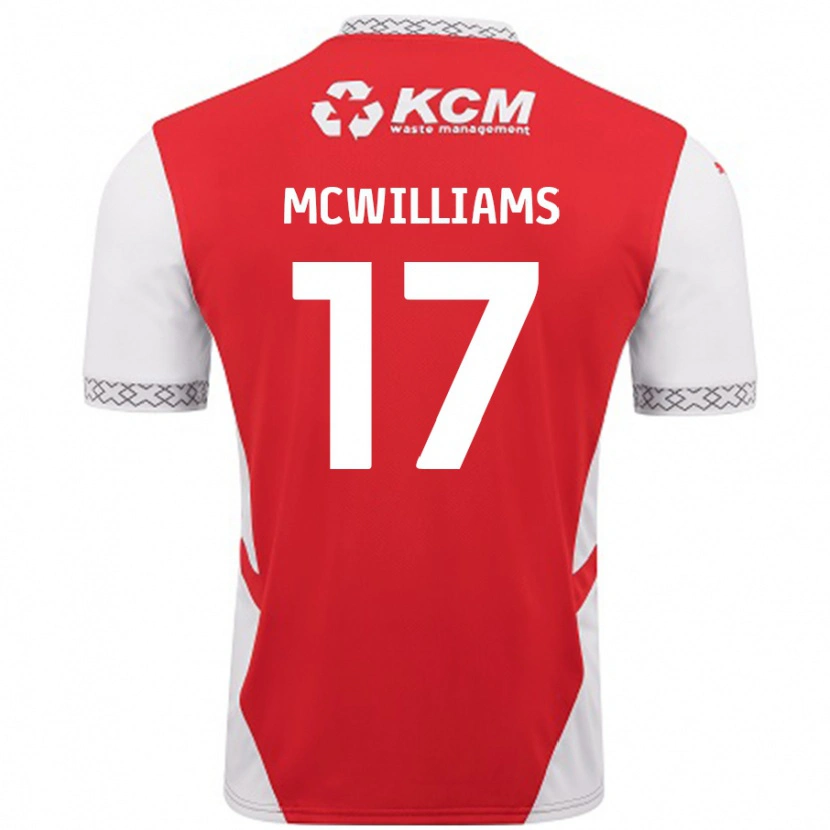 Danxen Donna Maglia Shaun Mcwilliams #17 Rosso Bianco Kit Gara Home 2024/25 Maglietta