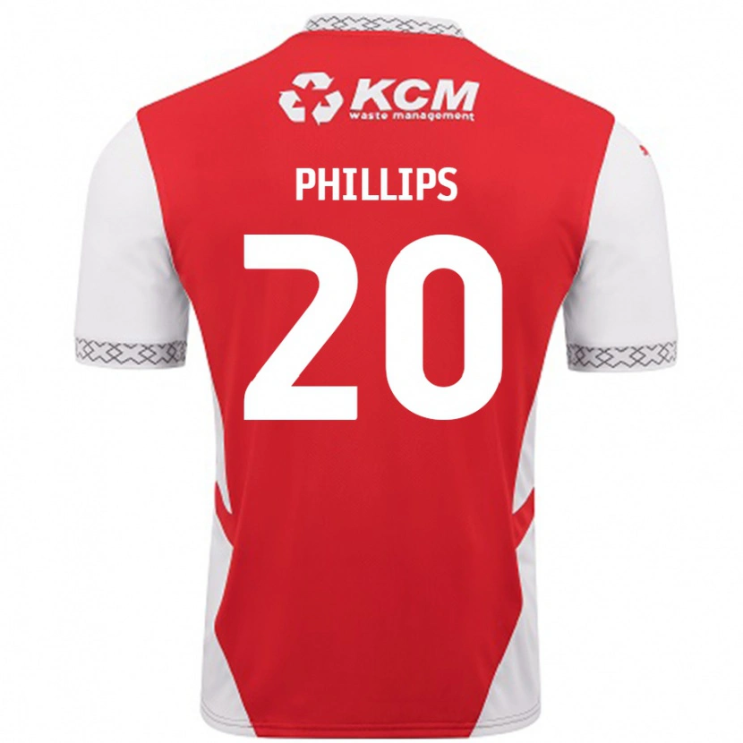 Danxen Donna Maglia Dillon Phillips #20 Rosso Bianco Kit Gara Home 2024/25 Maglietta
