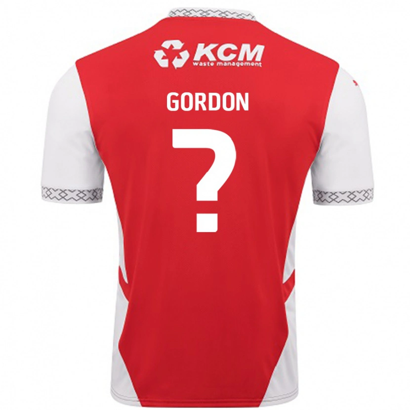 Danxen Donna Maglia Owain Gordon #0 Rosso Bianco Kit Gara Home 2024/25 Maglietta