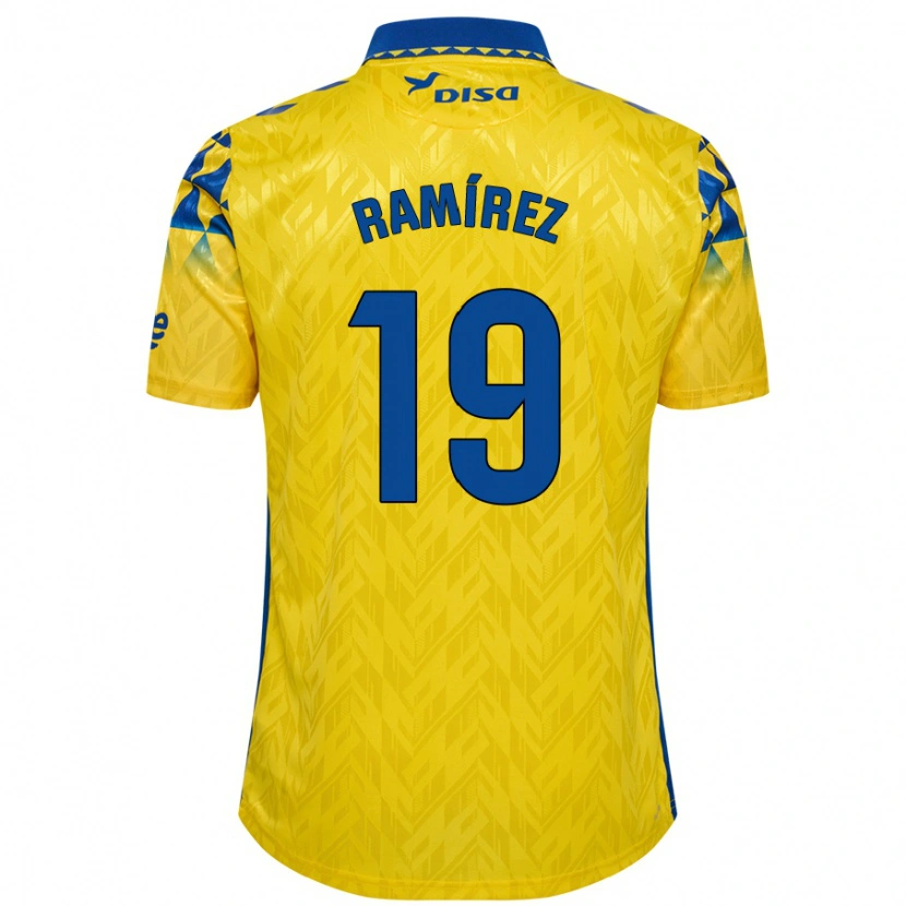 Danxen Donna Maglia Sandro Ramírez #19 Giallo Blu Kit Gara Home 2024/25 Maglietta