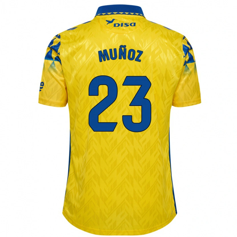 Danxen Donna Maglia Álex Muñoz #23 Giallo Blu Kit Gara Home 2024/25 Maglietta