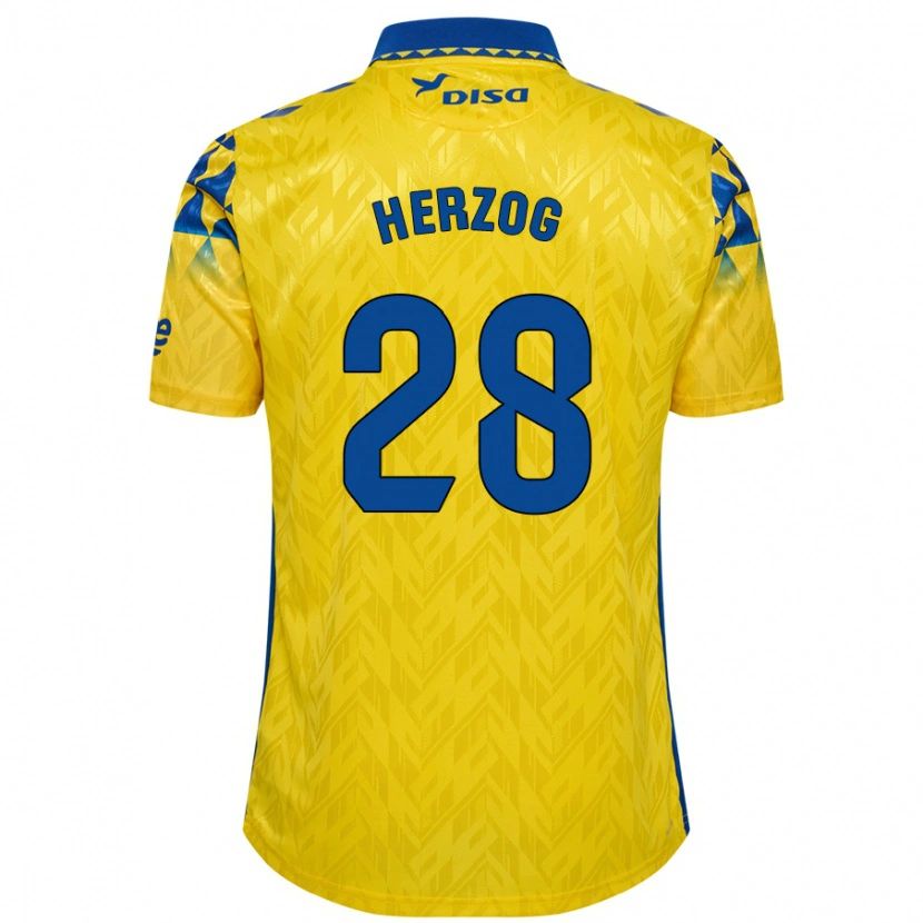 Danxen Donna Maglia Juanma Herzog #28 Giallo Blu Kit Gara Home 2024/25 Maglietta