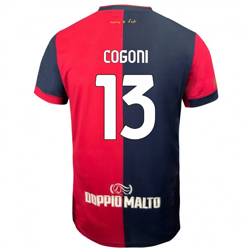 Danxen Donna Maglia Andrea Cogoni #13 Rosso Blu Più Scuro Kit Gara Home 2024/25 Maglietta