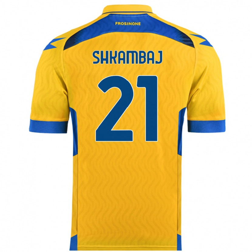 Danxen Donna Maglia Ardit Shkambaj #21 Giallo Kit Gara Home 2024/25 Maglietta