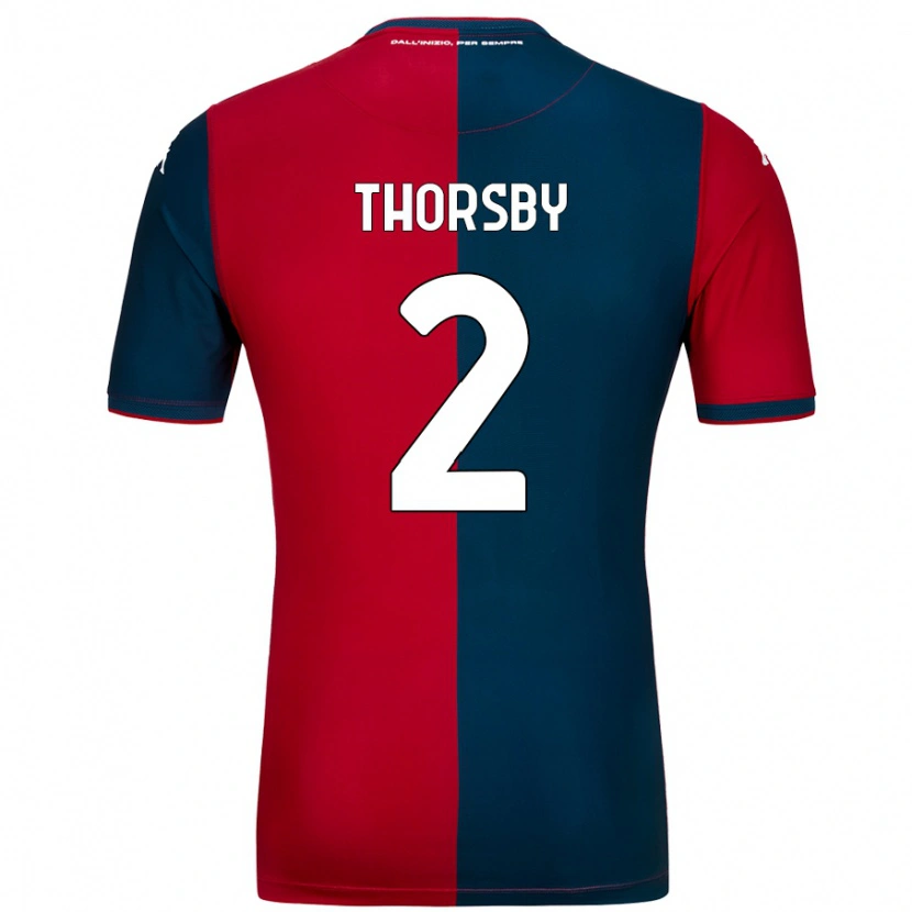 Danxen Donna Maglia Morten Thorsby #2 Rosso Blu Scuro Kit Gara Home 2024/25 Maglietta