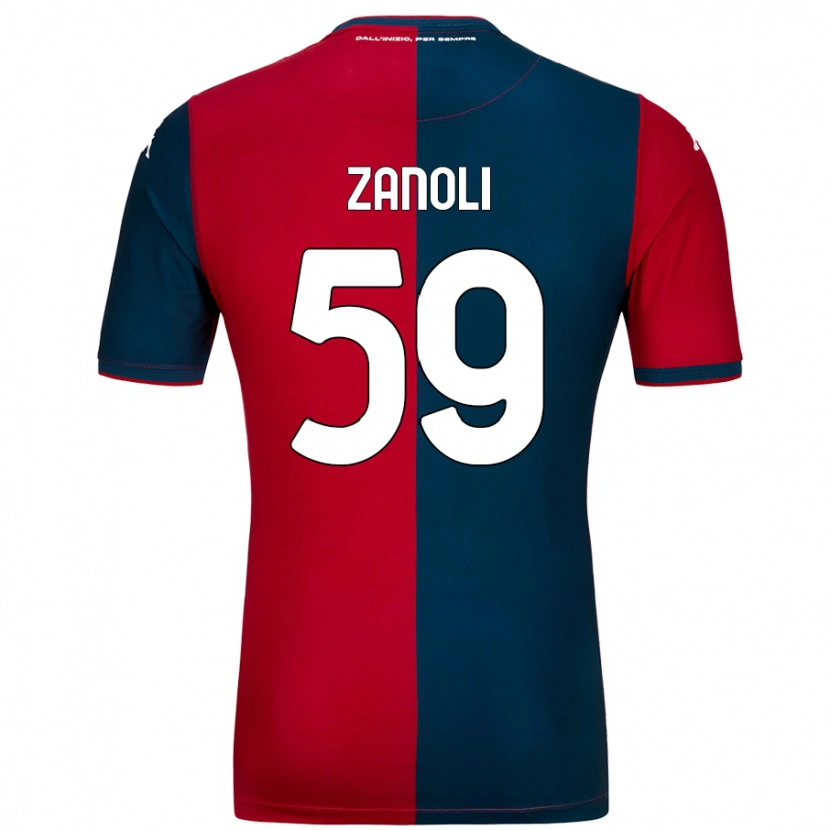 Danxen Donna Maglia Alessandro Zanoli #59 Rosso Blu Scuro Kit Gara Home 2024/25 Maglietta