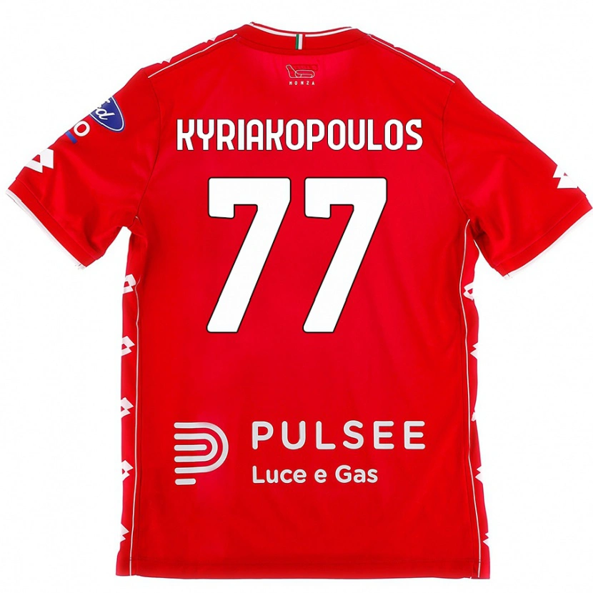 Danxen Donna Maglia Georgios Kyriakopoulos #77 Rosso Bianco Kit Gara Home 2024/25 Maglietta