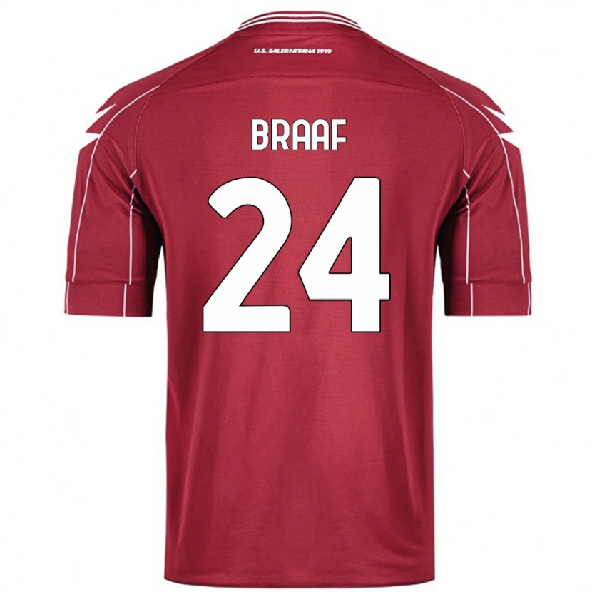 Danxen Donna Maglia Jayden Braaf #24 Borgogna Kit Gara Home 2024/25 Maglietta