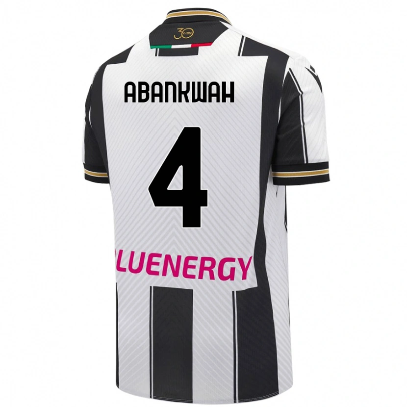 Danxen Donna Maglia James Abankwah #4 Bianco Nero Kit Gara Home 2024/25 Maglietta