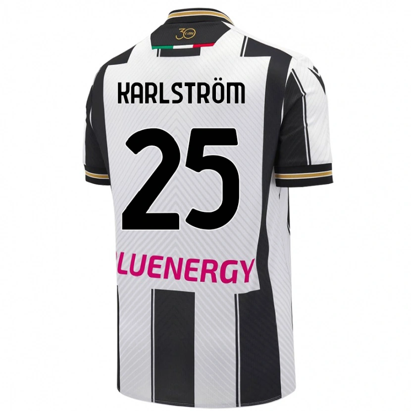 Danxen Donna Maglia Jesper Karlström #25 Bianco Nero Kit Gara Home 2024/25 Maglietta