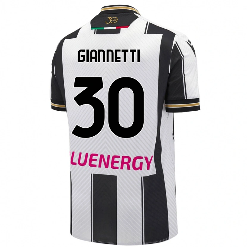 Danxen Donna Maglia Lautaro Giannetti #30 Bianco Nero Kit Gara Home 2024/25 Maglietta