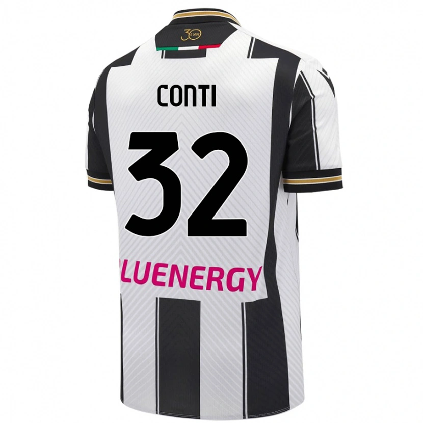 Danxen Donna Maglia Manuel Conti #32 Bianco Nero Kit Gara Home 2024/25 Maglietta