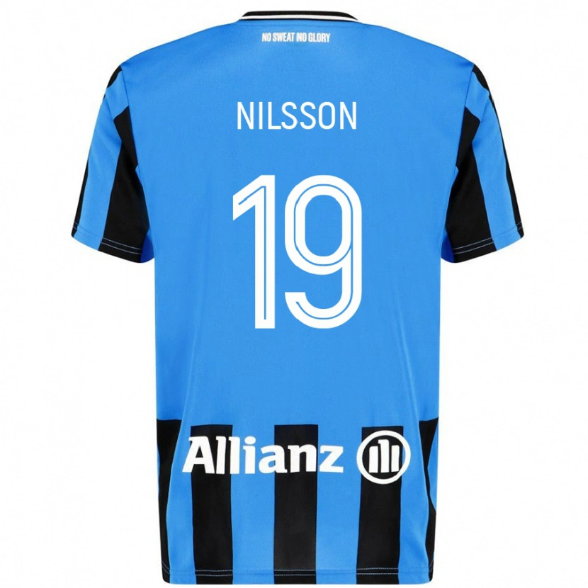 Danxen Donna Maglia Gustaf Nilsson #19 Azzurro Nero Kit Gara Home 2024/25 Maglietta