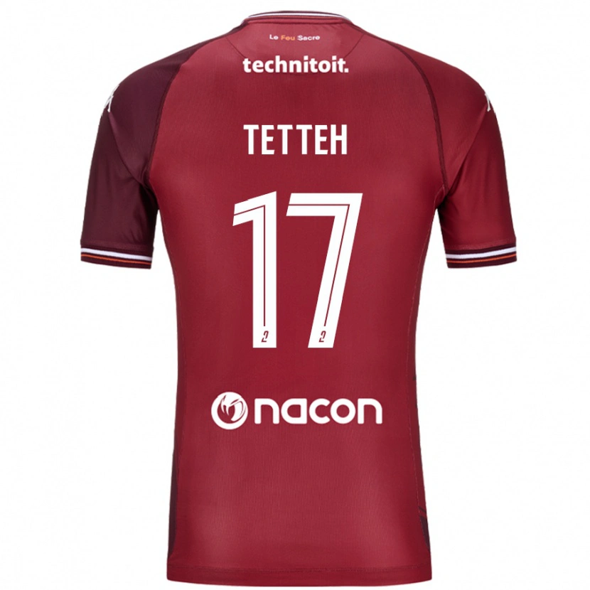 Danxen Donna Maglia Benjamin Tetteh #17 Rosso Granata Kit Gara Home 2024/25 Maglietta