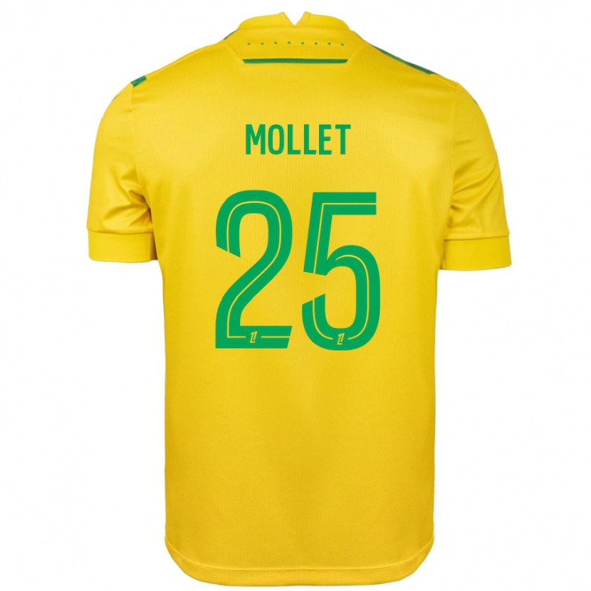 Danxen Donna Maglia Florent Mollet #25 Giallo Verde Kit Gara Home 2024/25 Maglietta