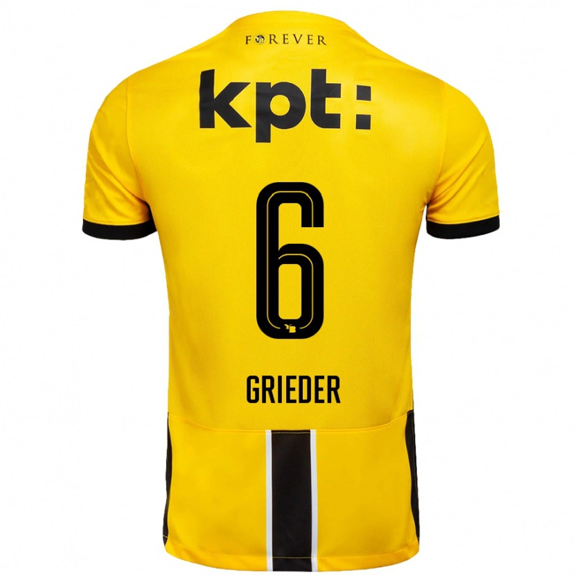 Danxen Donna Maglia Lionel Grieder #6 Giallo Nero Kit Gara Home 2024/25 Maglietta