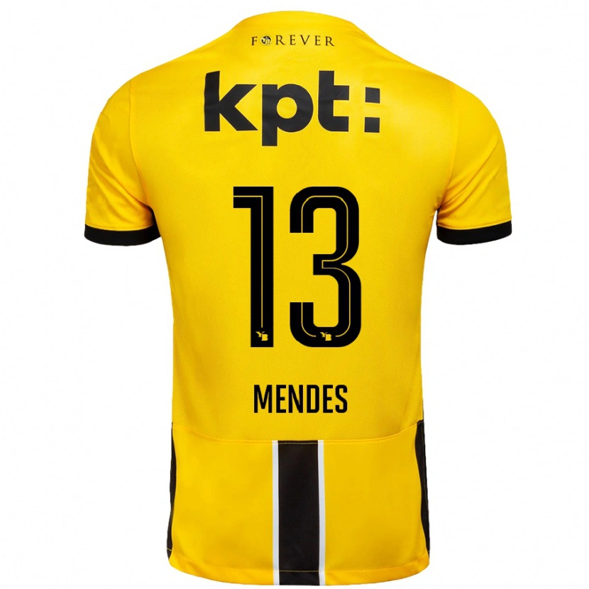 Danxen Donna Maglia Daniel Mendes #13 Giallo Nero Kit Gara Home 2024/25 Maglietta
