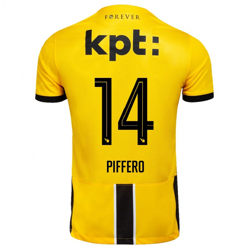 Danxen Donna Maglia David Piffero #14 Giallo Nero Kit Gara Home 2024/25 Maglietta