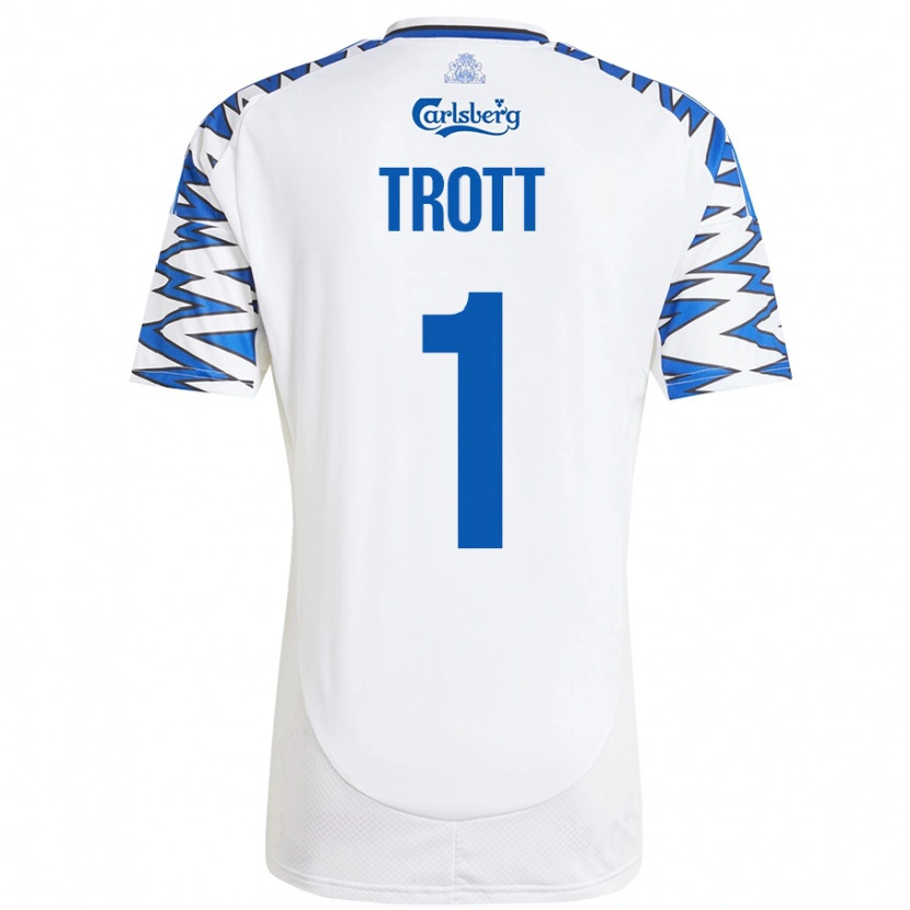 Danxen Donna Maglia Nathan Trott #1 Bianco Azzurro Kit Gara Home 2024/25 Maglietta