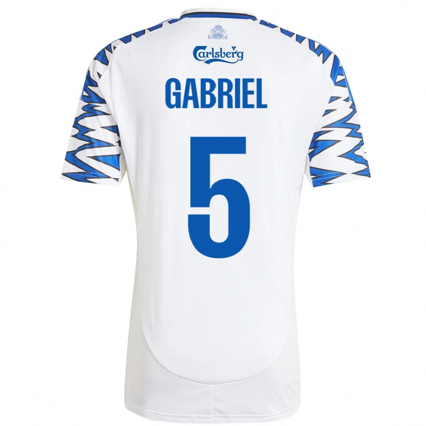 Danxen Donna Maglia Gabriel Pereira #5 Bianco Azzurro Kit Gara Home 2024/25 Maglietta